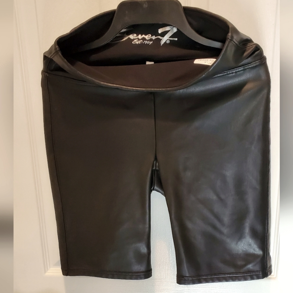 Seven7 Black Faux Leather Shorts